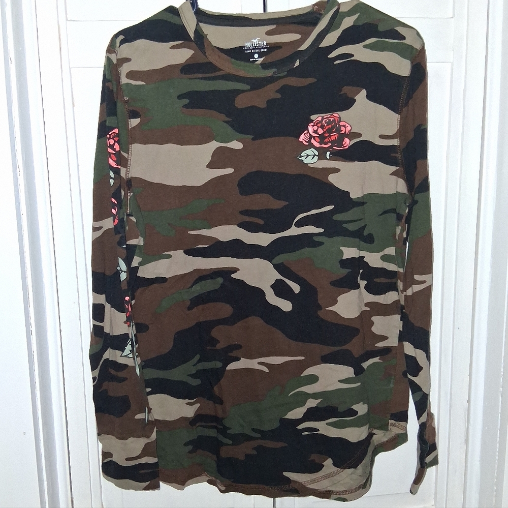 Hollister Camouflage Long Sleeve with Rose Accent